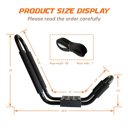 Heavy-Duty J-Bar Kayak Roof Rack for Canoes and SUVs