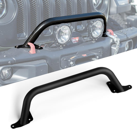 RockTrix Black Front Brush Guard, Tall 5.8 inch Height to Clear Winch, Compatible with 2018+ Jeep Wrangler JL, 2019+ Gladiator JT - Steel Bar Grille Guard for Steel Rubicon Bumper, Replaces 82215351