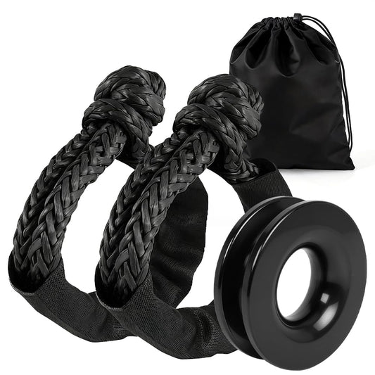 Snatch 66000 LB Recovery Ring with 2 PCS Soft Shackle 1/2" X 22 Inch Winch Rope for ATV UTV SUV Truck Off Road