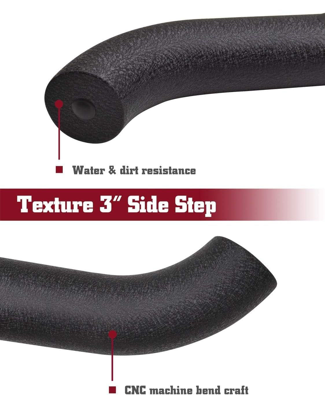 TAC 3” Texture Black Side Steps Running Boards Fit 2021-2024 Ford Bronco 4 Door (Not for Bronco Sport) SUV 3” Texture Black Side Bars Nerf Bars Off Road Accessories (2pcs)