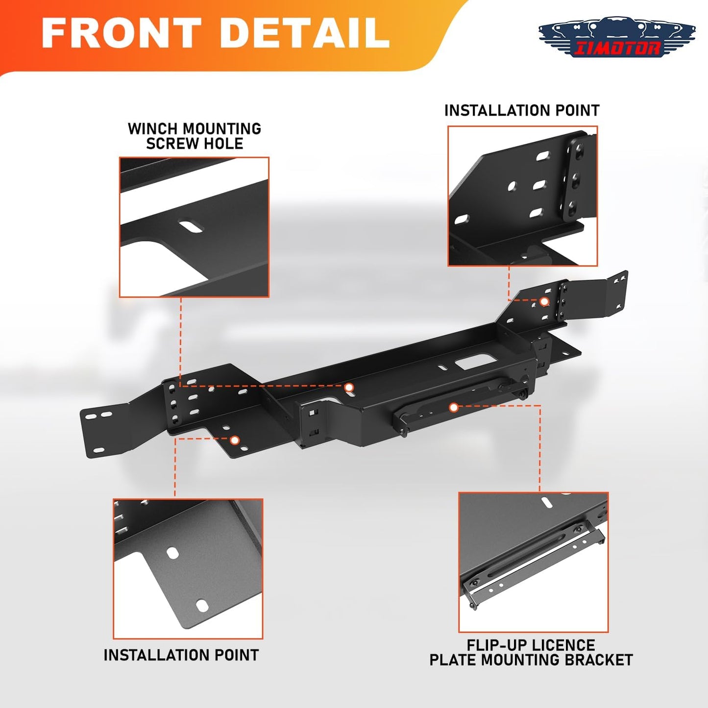 Front Hidden Winch Plate for 2014-2021 Toyota Tundra with Flip-up Licence Plate Mounting Bracket