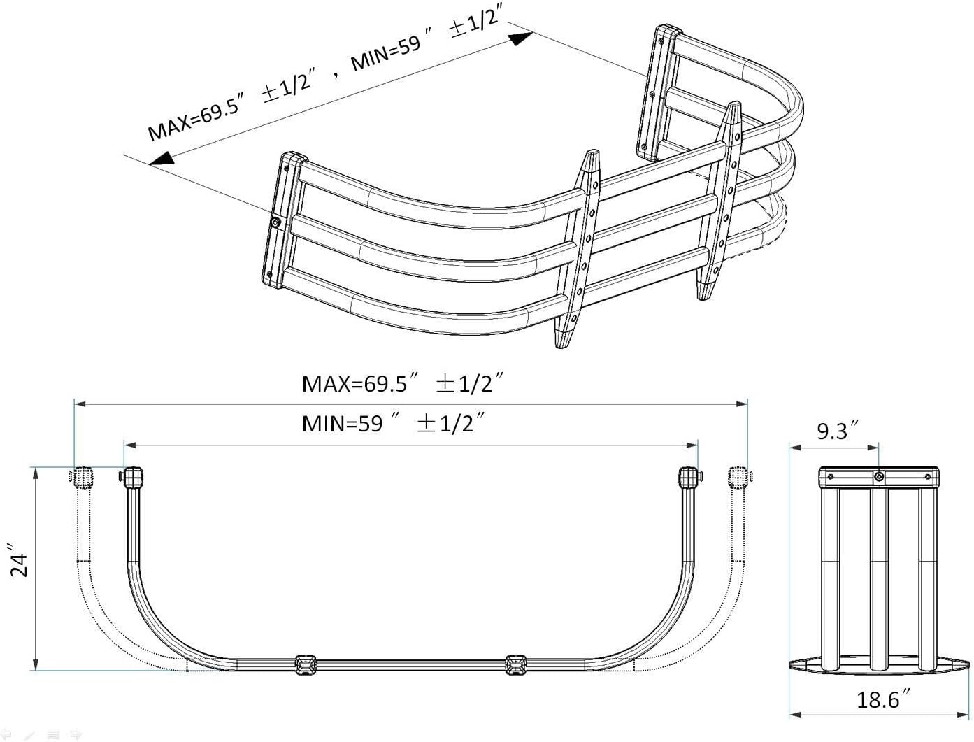 Black Aluminum Truck Bed Extender Retractable 59-69 inches for Silverado Ram Tundra Ford and Other Full-Size Trucks