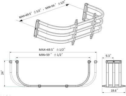 Black Aluminum Truck Bed Extender Retractable 59-69 inches for Silverado Ram Tundra Ford and Other Full-Size Trucks - OMOTOR
