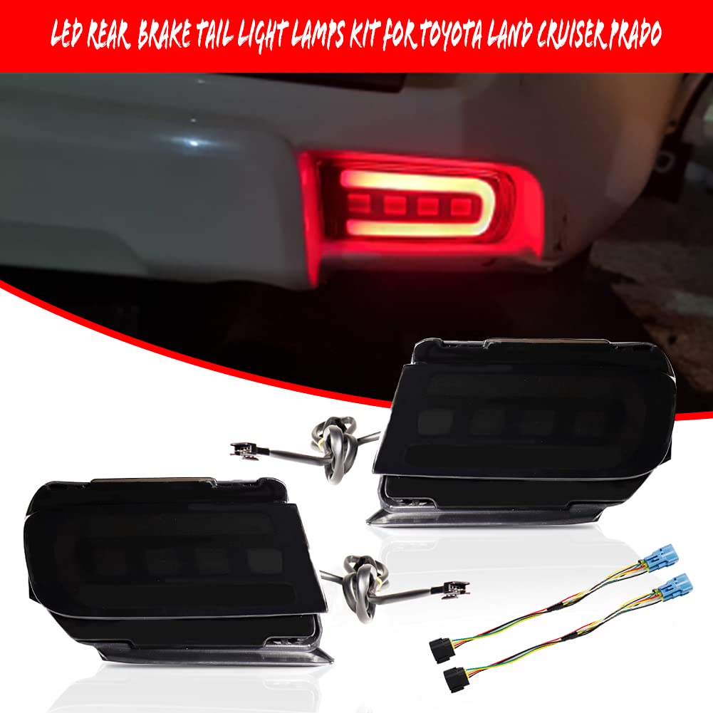 3D Optic LED Rear Bumper Reflectors Brake Tail Light Lamps Kit For Toyota Land Cruiser PRADO FJ 150 2010 - 2018