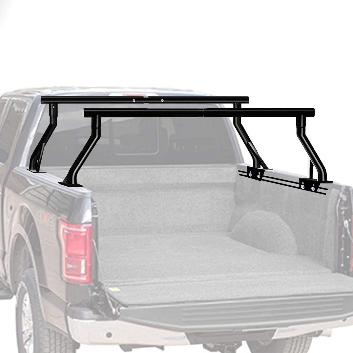 800 LB Low Profile Extendable Non-Drilling Steel Pickup Truck Bed Rack Sport Bar Rooftop Tent 2 Bar Set