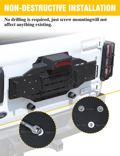 Rear Spare Tire Delete Frame w/Recovery Boards for Bronco 2021-2026