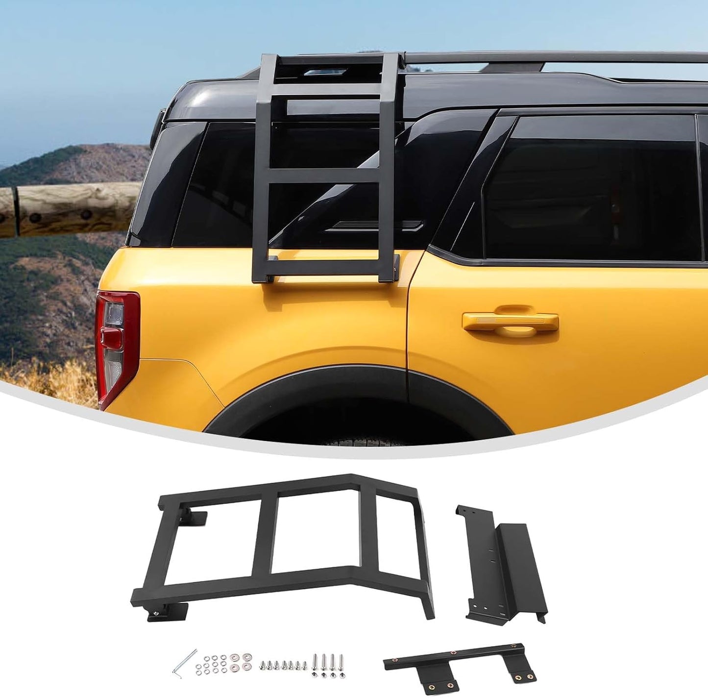 Linskip Alloy Side Ladder Compatible with 2021-2024 2025 Ford Bronco Sport, Side Window Roof Step Ladder for Bronco Sport Exterior Accessories(Passenger Side)