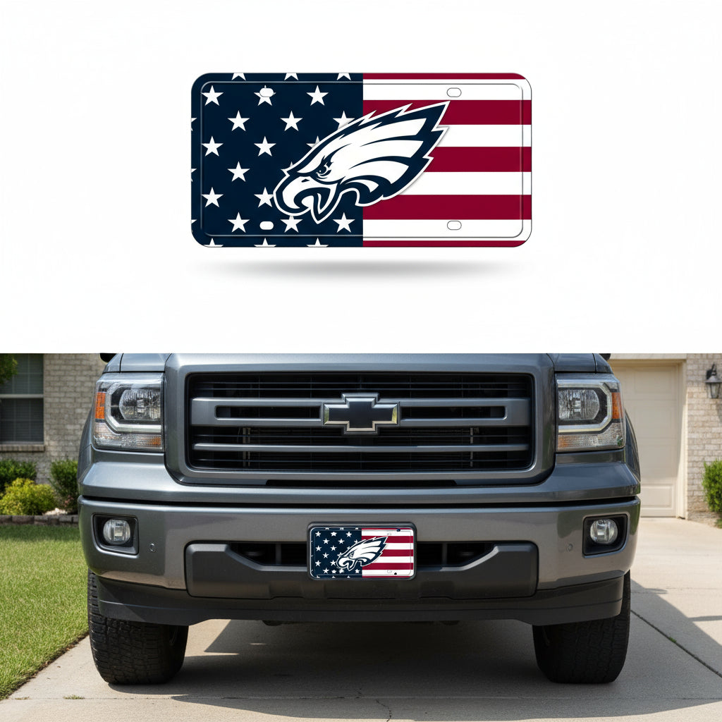 Rico Industries NFL Football USA Metal Auto Tag 6" x 12" - Great for Truck/Car/SUV