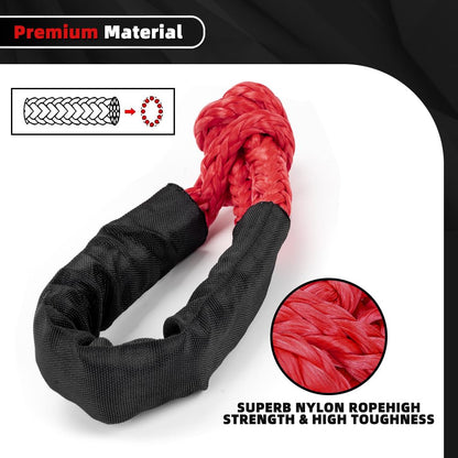 Snatch 66000 LB Recovery Ring with 2 PCS Soft Shackle 1/2" X 22 Inch Winch Rope for ATV UTV SUV Truck Off Road