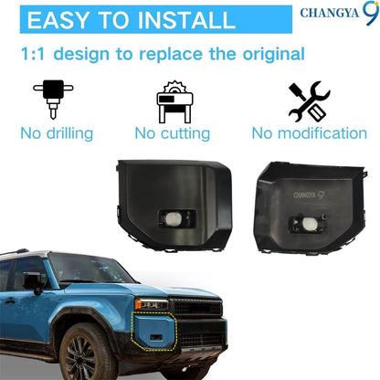 2Pcs front bumper fog light panel W/O radar for 2024-2025 Toyota Land Cruiser Prado LC250