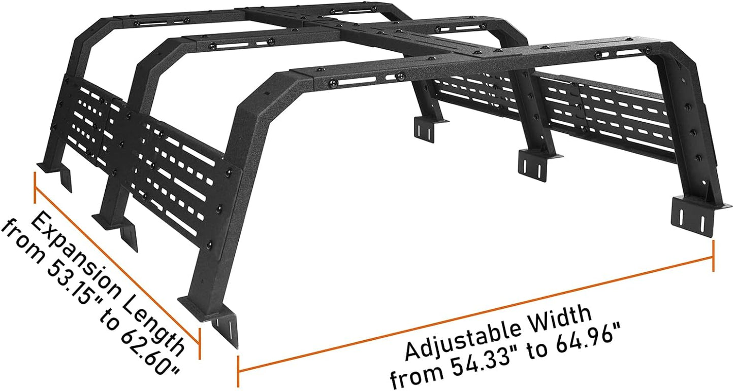 High Overland Bed Rack for Full-Size Trucks w/Bed Rails - Compatible with Toyota 07-23 Tundra & 05-23 Tacoma 6' Bed