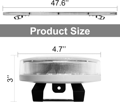 48" High-intensity LED Roof Mount Emergency Strobe Light Bar – 29 Flash Modes, Amber, for Tow Trucks & Construction Vehicles with Control Panel & Alley Lights - OMOTOR