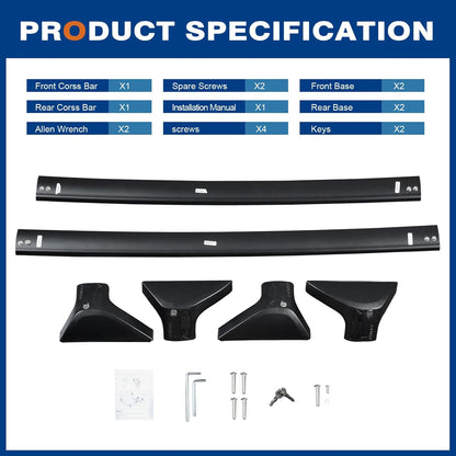 Roof Rack Cross Bars 260lbs Compatible with Toyota RAV4 2019 2020 2021 2022 2023 2024 2025 LE XLE XSE Limited Hybrid Aluminum Lockable Accessories Crossbars (with Flush Fide Rails)