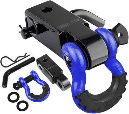 Tow Hitch Receiver 2, 45,000 Lbs Break Strength Heavy Duty Receiver with 5/8 Screw Pin, 3/4 Shackle, Towing Accessories for Vehicle Recovery Off-Road - OMOTOR