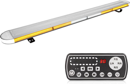48" High-intensity LED Roof Mount Emergency Strobe Light Bar – 29 Flash Modes, Amber, for Tow Trucks & Construction Vehicles with Control Panel & Alley Lights - OMOTOR