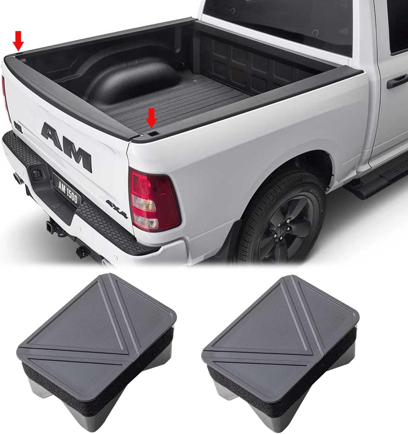 Bed Rail Caps Compatible with Dodge Ram 1500 2019-2024 (Only fit The Rear Stake Pockets)