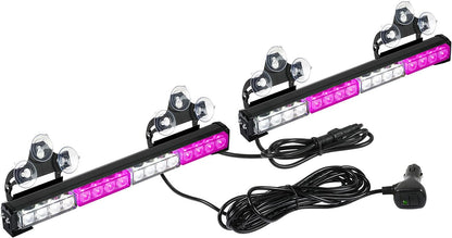 32 LED Emergency Flashing Traffic Advisor Light Bar – 26 Flash Patterns, 2x16.8" Interior Safety Strobe Warning Light - OMOTOR