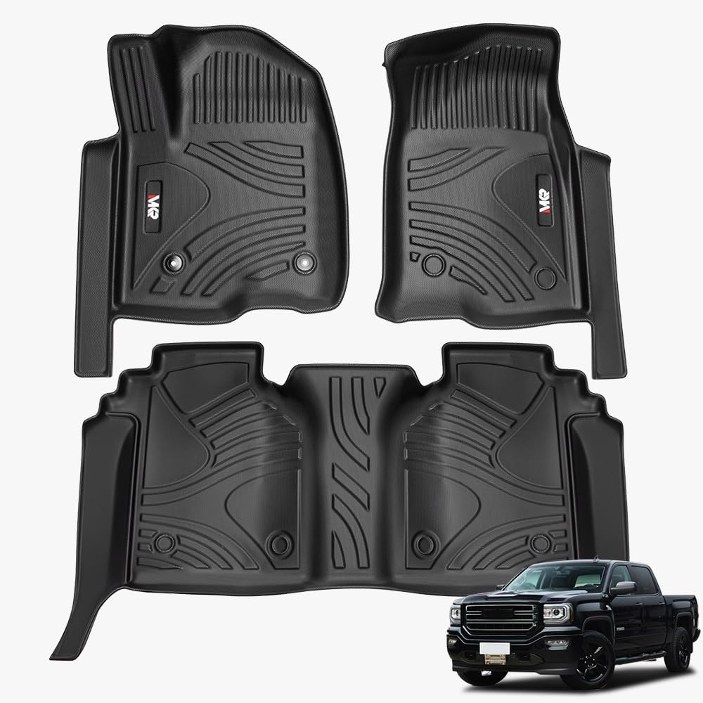 All Weather Floor Mats for Chevy Silverado GMC Sierra 1500 2019-2025 / SLV/SRA 2500 3500 HD Crew Cab 2020-2025