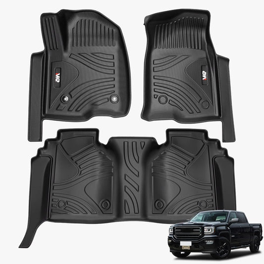 All Weather Floor Mats for Chevy Silverado GMC Sierra 1500 2019-2025 / SLV/SRA 2500 3500 HD Crew Cab 2020-2025