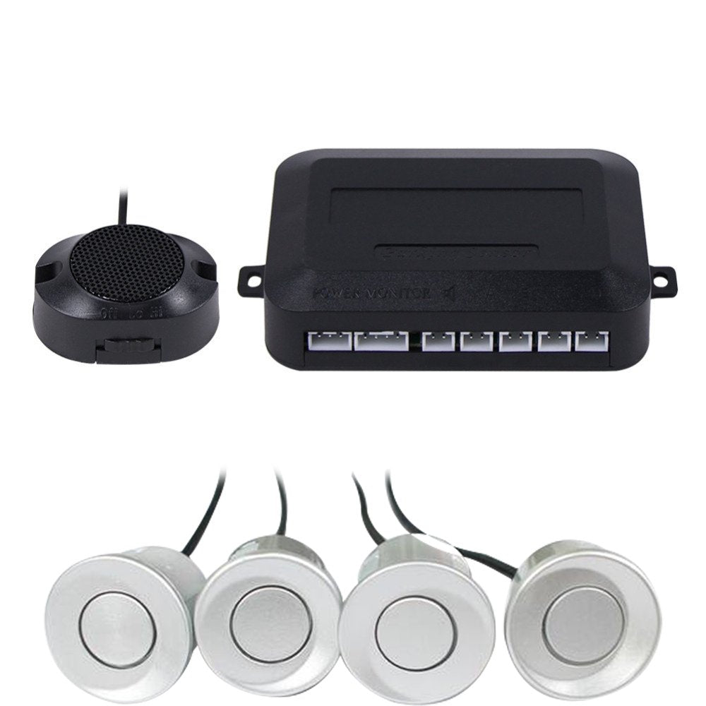 Car Reverse Backup Parking Sensor Radar System, Buzzer beeps, Detection Distance:30~150CM, Waterproof Sensors (22mm Diameter 2.3M Cable)
