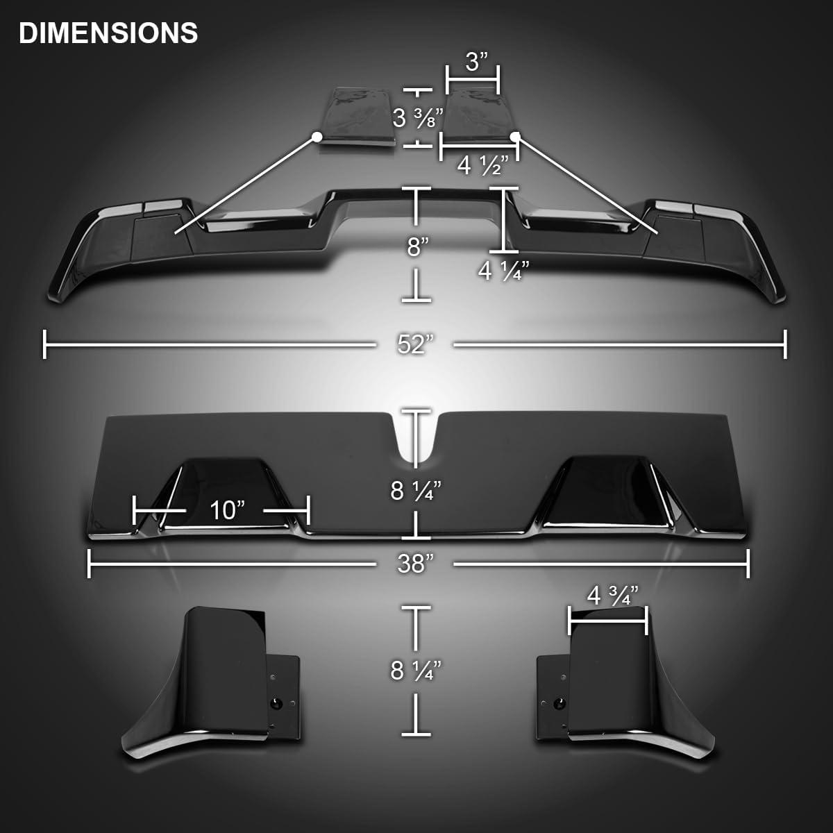 Spec-D Tuning Glossy Black ABS Cab Roof Spoiler For 2016-2022 Toyota Tacoma Models