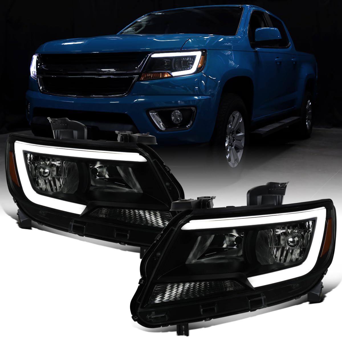 Chevy Colorado LED Tube Headlights Assembly Pair