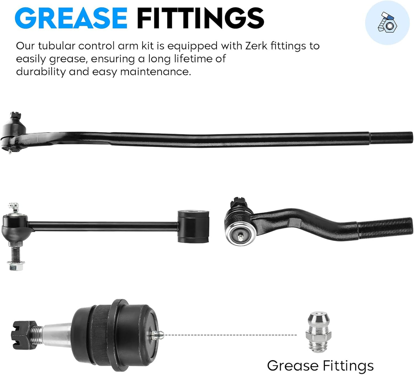 Front & Rear End Link Kit for Jeep Wrangler 2007-2017, Wrangler JK 2018, Driver & Passenger, Stabilizer/Sway Bar + Upper & Lower Ball Joint, Suspension DS300005 ES3624 ES800594 ES800593