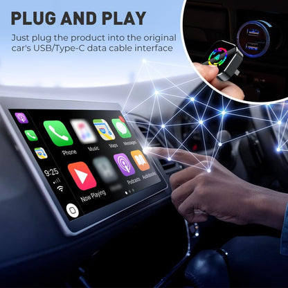 Wireless CarPlay Adapter for iPhone Android, 2025 Upgraded Mini USB Wireless Apple Car Play Adapter, 2 in 1 Bluetooth Carplay Converts Wired to Wireless (Black-A)