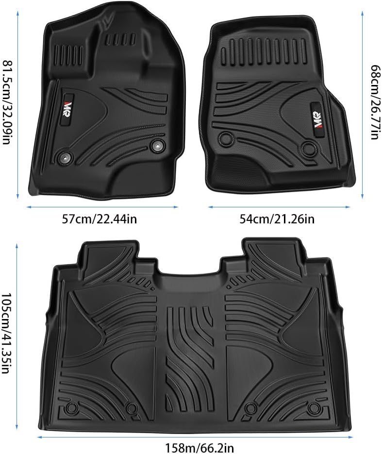 for Ford F150 2015-2025 TPE All Weather Floor Mats Waterproof Floor Liner 1st Floor Mats & 2-in-1 Rear Floor Mat - 3 PCS