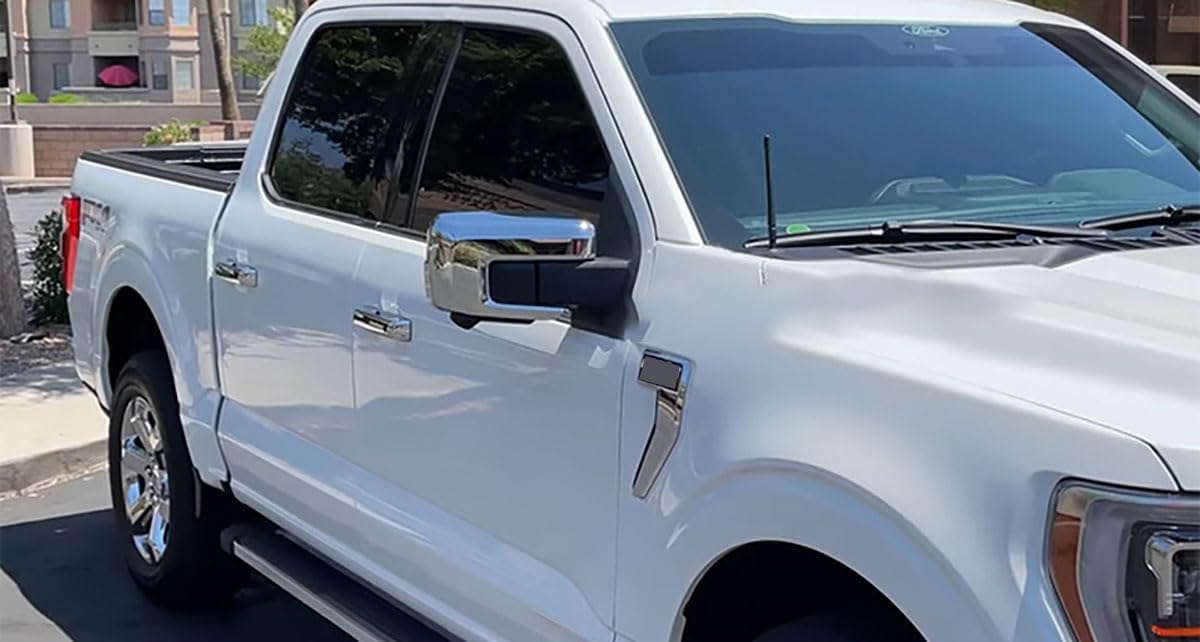 Fender Side Vent Cover Trim Compatible With Ford F150 F-150 2024 2023 2022 2021 Fender Side Vent Sticker Exterior Car Accessories ABS 2PCS (Glossy Chrome Style) Not Fit For Raptor