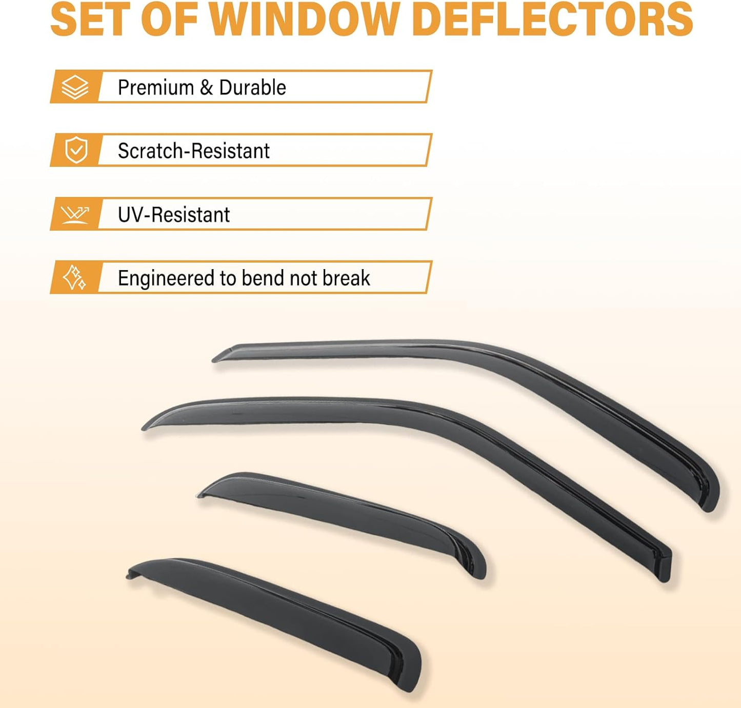 4Pcs Rain Guards Compatible with 2000-2006 Toyota Tundra Extended Cab