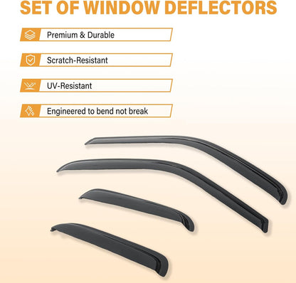 4Pcs Rain Guards Compatible with 2000-2006 Toyota Tundra Extended Cab