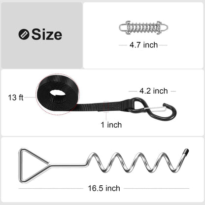 RV Awning Tie Down Kit for Wind WanDwel Heavy Duty Camper Anchors Canopy Support Parts & Accessories,13ft Ratchet Straps Upgrade Springs