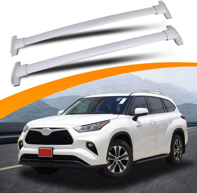 Silver Cross Bars Roof Racks Fit for 2020-2025 Toyota Highlander XLE XSE Limited Platinum (Models with Side Rails)