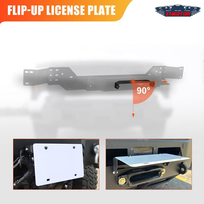 Front Hidden Winch Plate for 2014-2021 Toyota Tundra with Flip-up Licence Plate Mounting Bracket