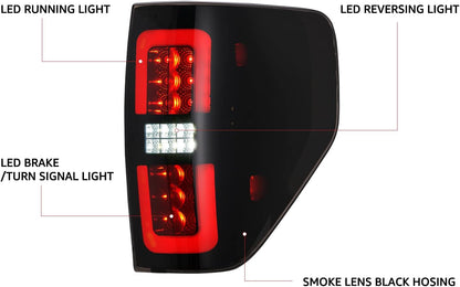 2PCS Black Smoked LED Tail Lights Assembly for 2009-2014 Ford F150 Pickup