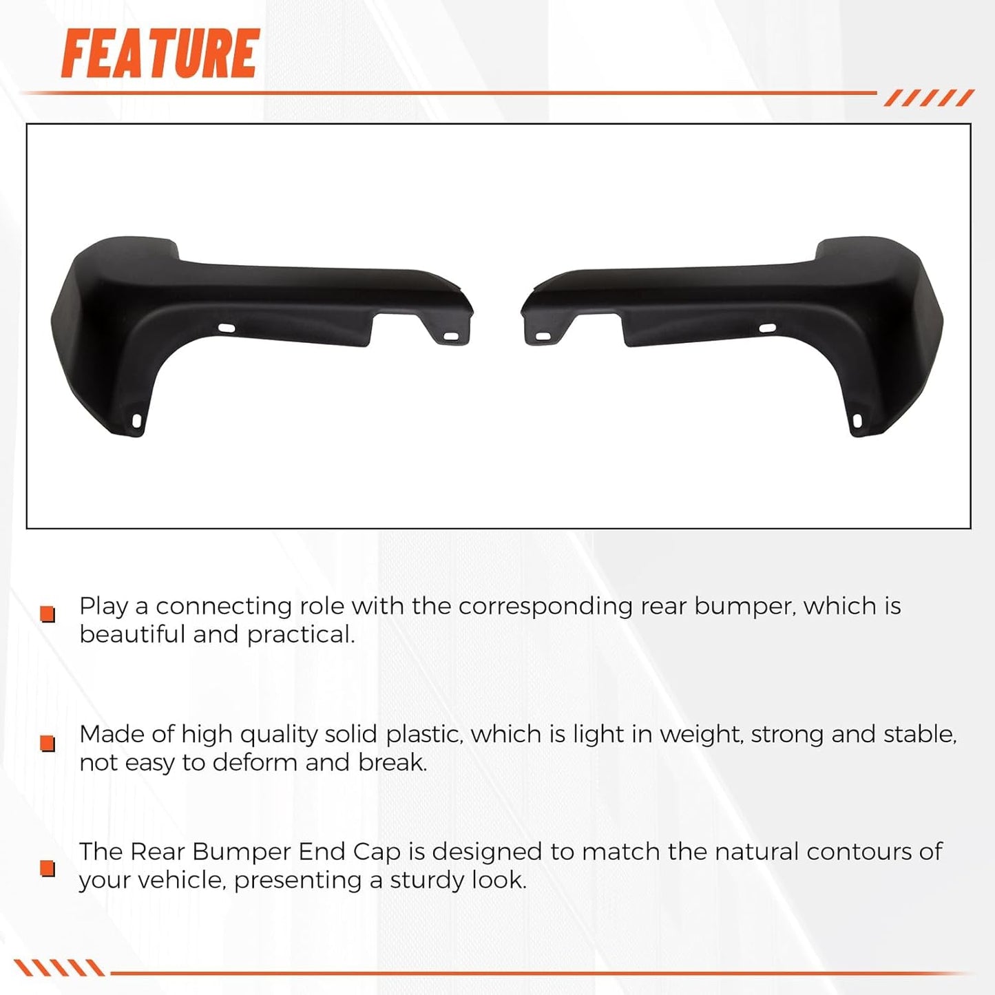 ECOTRIC Rear Bumper End Cap Compatible With 2016-2023 Toyota Tacoma W/O Sensor Hole Replace for TO1105133, TO1104133; 52156-04010, 52155-04010 Corner Cover Driver and Passenger Side Black