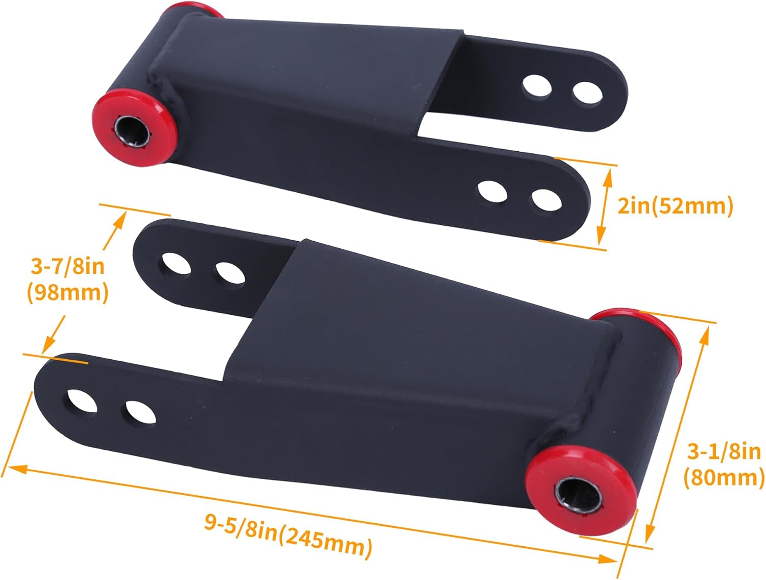 ECOTRIC 2"-3" Lowering Drop Shackles Rear Compatible With 2004-2014 Ford F150 F-150 Rear leveling shackles Adjustable 2" to 3" Leveling kit 2wd Black