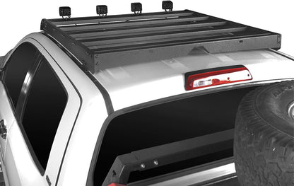 Roof Rack Steel Crossbars Cargo Carrier Basket with LED Lights for 2014-2021 Toyota Tundra Crewmax Pickup Truck