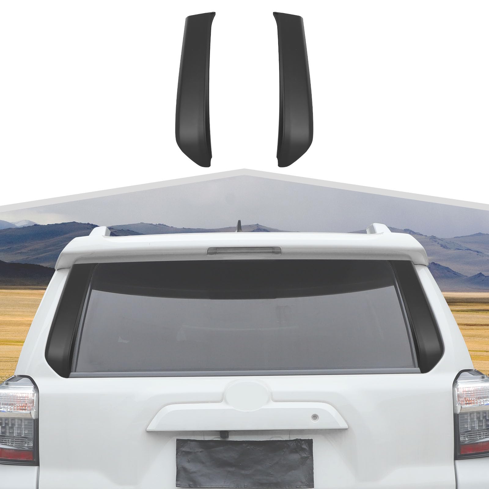 Tailgate Door Window Moldings Trim Rear Window Spoiler Side Wing Protector Covers Exterior Accessories Fit for Toyota 4 Runner 2010-2023 (Carbon Fiber Grain)