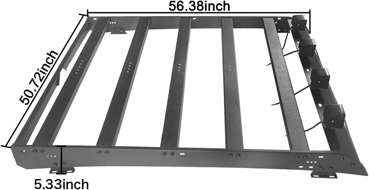 Roof Rack Steel Crossbars Cargo Carrier Basket with LED Lights for 2014-2021 Toyota Tundra Crewmax Pickup Truck