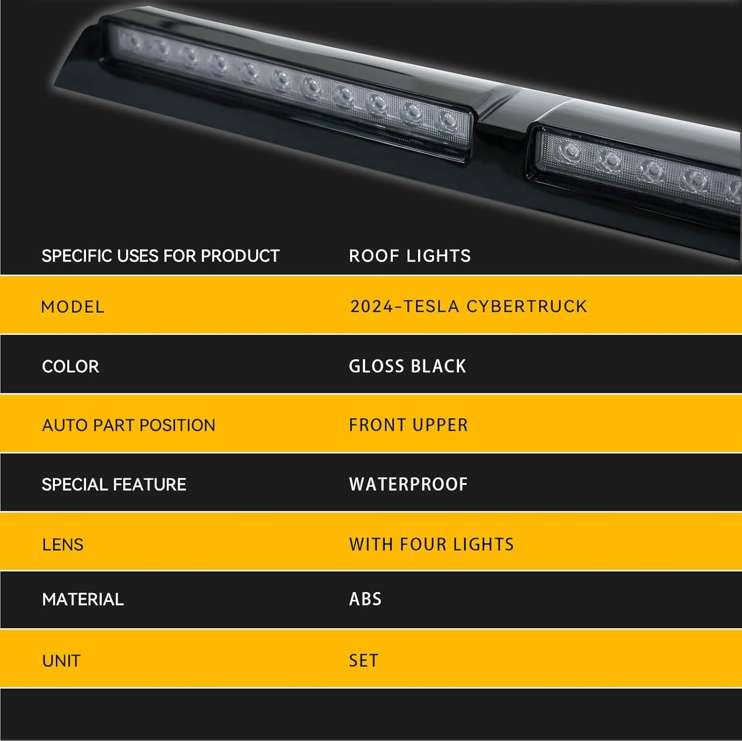 LED Roof Top Light Bar Lightbar for 2024 2025 Tesla Cybertruck