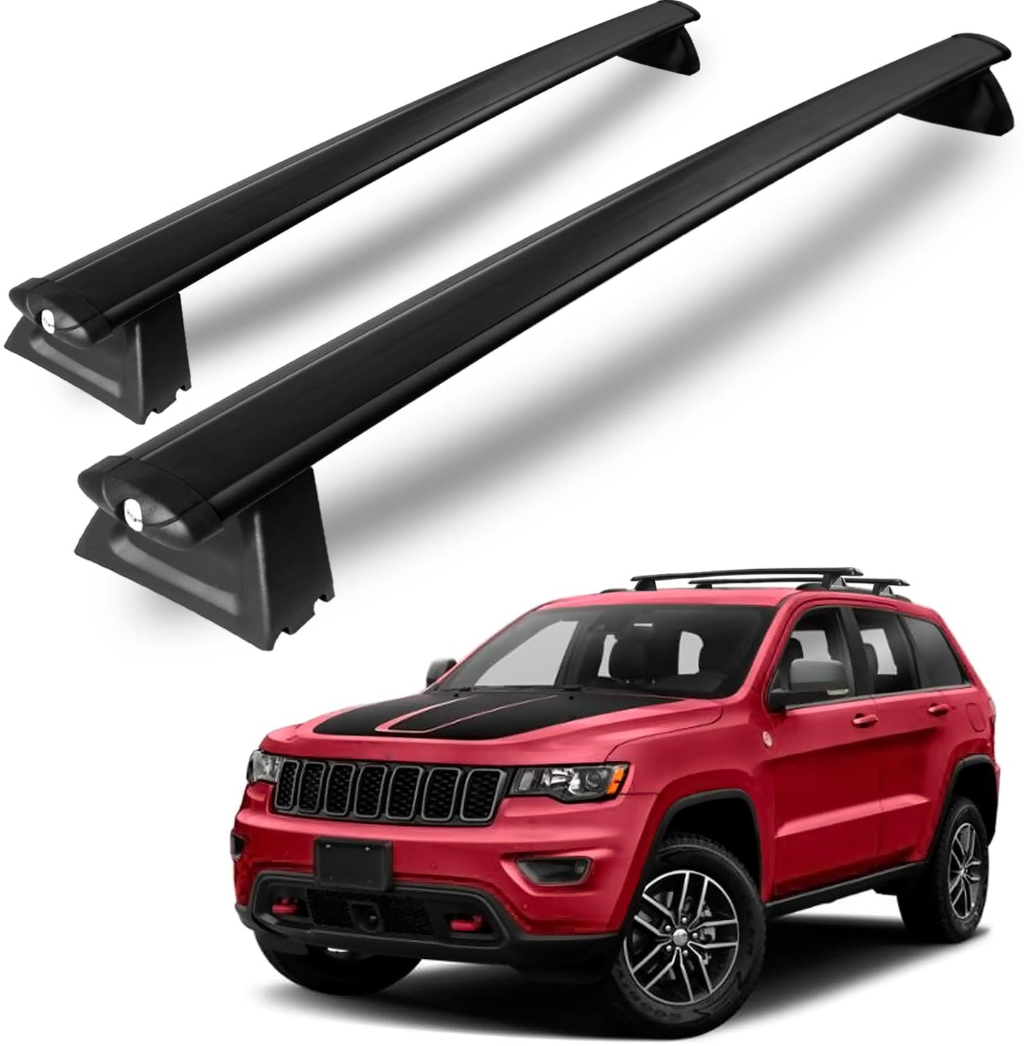 Roof Rack Cross Bars Compatible with Jeep Grand Cherokee L 2021-2024 and 2022 2023 2024 Grand Cherokee WL, Heavy Duty 220lb Aluminum Crossbar Racks Roof Rail Rooftop Luggage Canoe Carrier