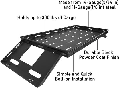 Hooke Road Rear Trunk Cargo Rack Basket Tray Interior Storage Luggage Carrier for 2007-2025 Jeep Wrangler JK JL Unlimited 4-Door Hardtops