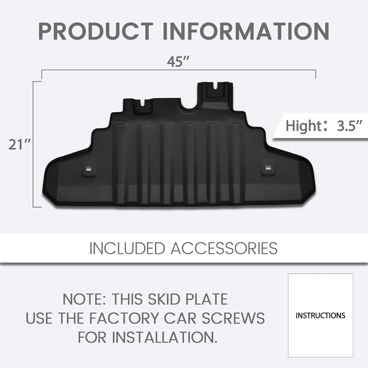 CALLIERT Skid Plate Compatible with Ford 2021-2025 Bronco Front Bumper Engine Cover Skid Plate Steel