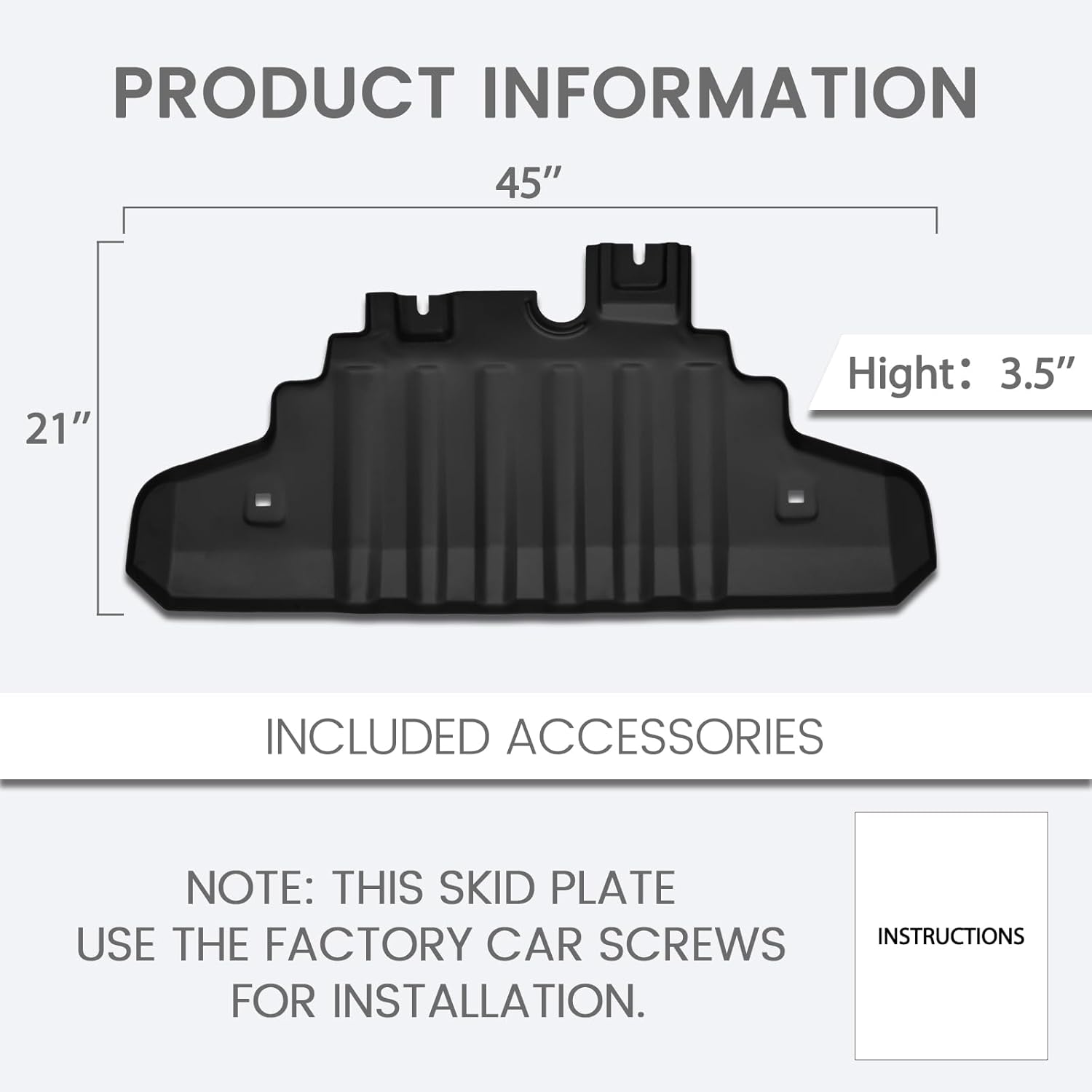 CALLIERT Skid Plate Compatible with Ford 2021-2025 Bronco Front Bumper Engine Cover Skid Plate Steel