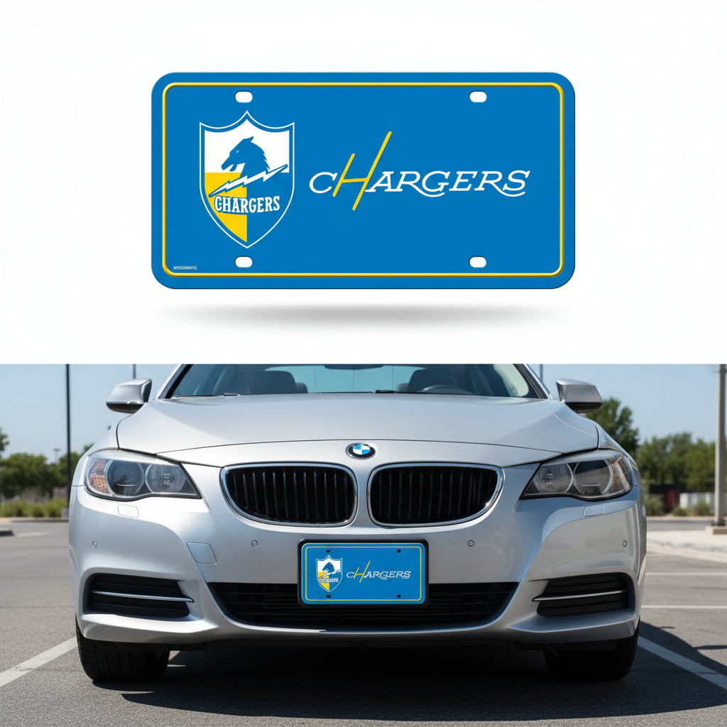 Rico Industries NFL Football Modern Retro Metal Auto Tag 6" x 12" - Great for Truck/Car/SUV