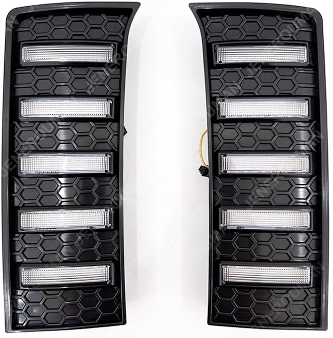 Pair Fog Lights LED For Tundra Compatible With 2022 2023 2024 2025 Toyota Tundra Daytime Running Lights Front Grille Air Intake Vent Lamps Turn Signal DRL Matter Black LH&RH (W/Light)