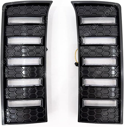 Pair Fog Lights LED For Tundra Compatible With 2022 2023 2024 2025 Toyota Tundra Daytime Running Lights Front Grille Air Intake Vent Lamps Turn Signal DRL Matter Black LH&RH (W/Light)