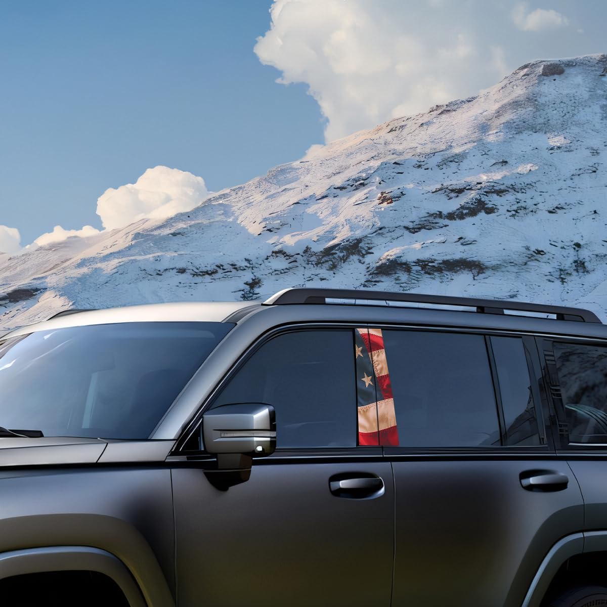 Car B Pillar Sticker, 2PCS American Flag Waterproof Vehicle Center Pillar Decal Set, Self-Adhesive Automotive Door Side Trim Decorative Sticker, Universal for SUV RV Truck (Style 3)